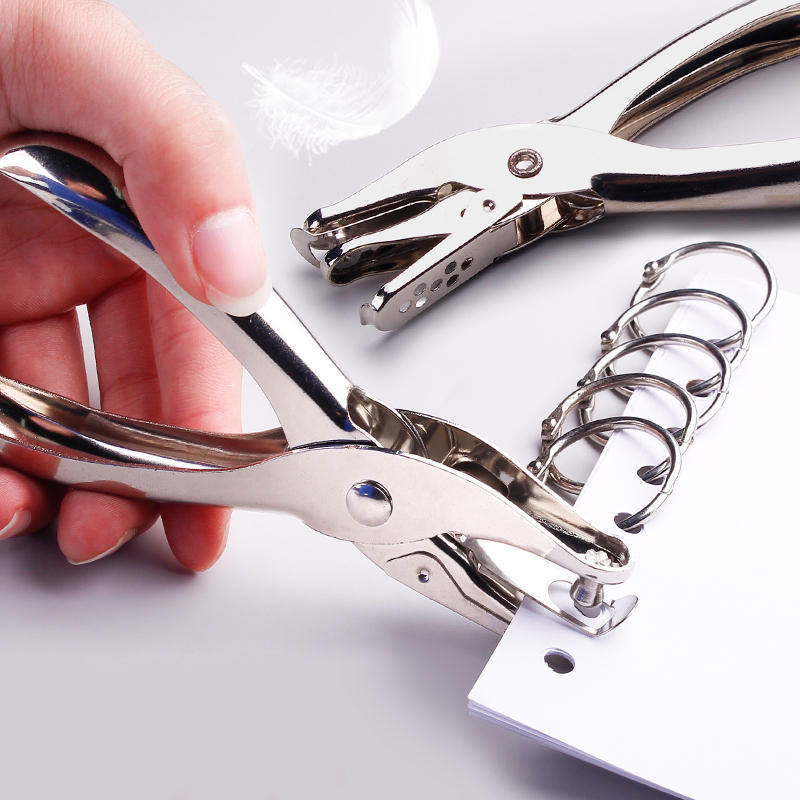 

Single Handheld Circle Shaped Hole Puncher Hand Held Metal Office Supplies 6mm Pore Diameter Punch Stationery Single Hole Punch