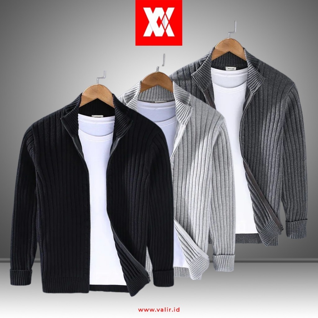 Valir Cozy99 Exclusive Jaket Sweater Pria Bahan Rajut Lembut Kualitas Export