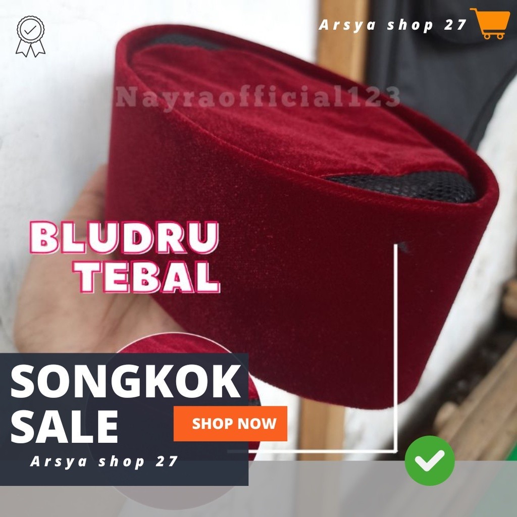 Peci merah songkok betawi peci betawi merah maroon bludru tebal warna marun