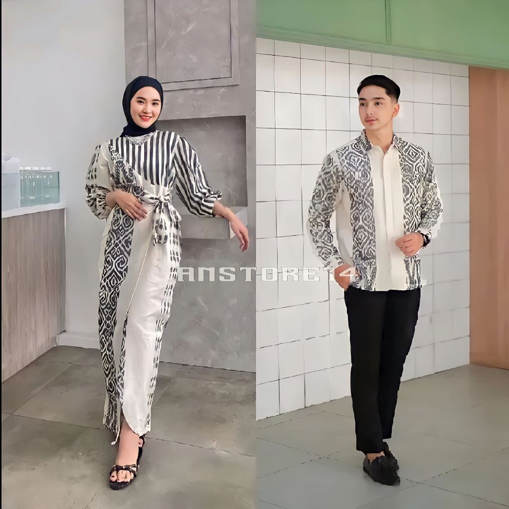Baju Couple Tenun Dress Marline Putih Baju Kondangan Prewedding