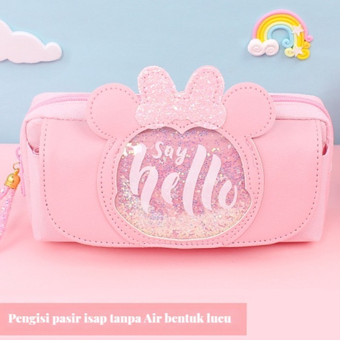 

[Ready] Korean Pen Pencil Case Cartoon QuickSand Animal Kotak Tempat Pensil - Merah Muda