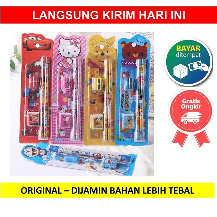 

➡️COD➡️ STATIONERY MINI SET ALAT TULIS SEKOLAH KARAKTER 5IN1 / ALAT SET TULIS ANAK KARAKTER LUCU ➡️