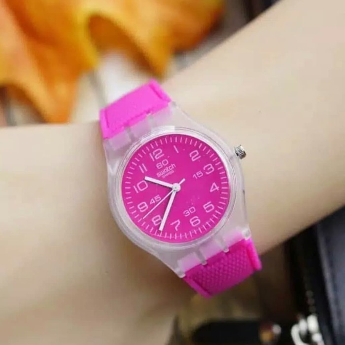 Jam Tangan Anak Remaja Cewek Swatch Rubber White