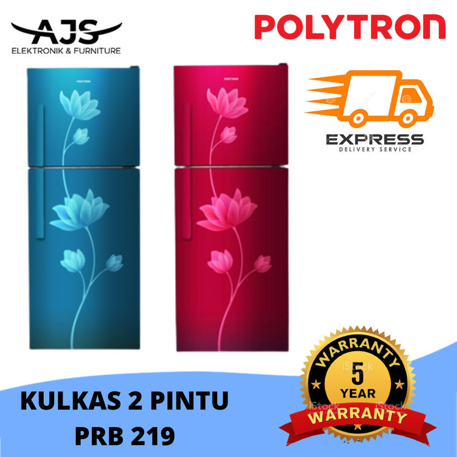 POLYTRON Kulkas 2 Pintu Beauty metal door 210 liter PRB 219