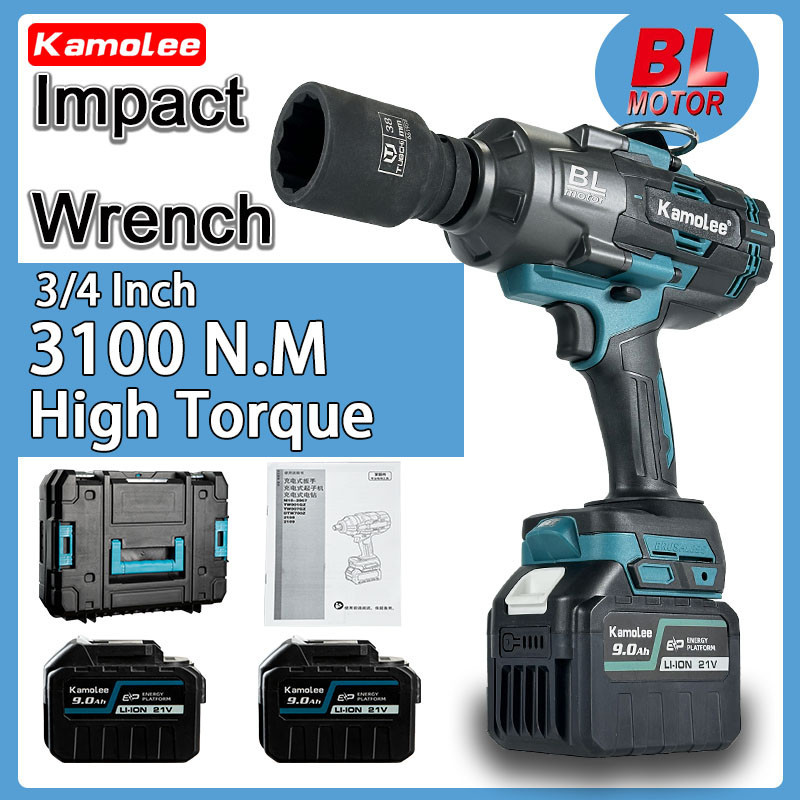 Bisa COD Kamolee DTW1300 3100N.M 3/4-inch Brushless Impact Wrench, Impact Pembuka Baut Otomotif, Ala