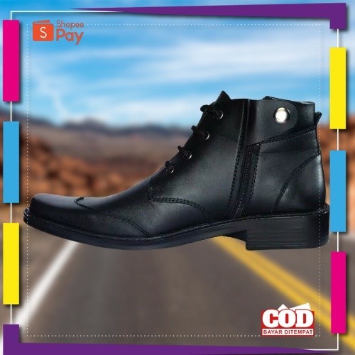 UKURAN SIZE 37 38 39 40 41 42 43 44 45 / Sepatu Pentopel Zipper PDH Pria Kulit Asli 100% Murah