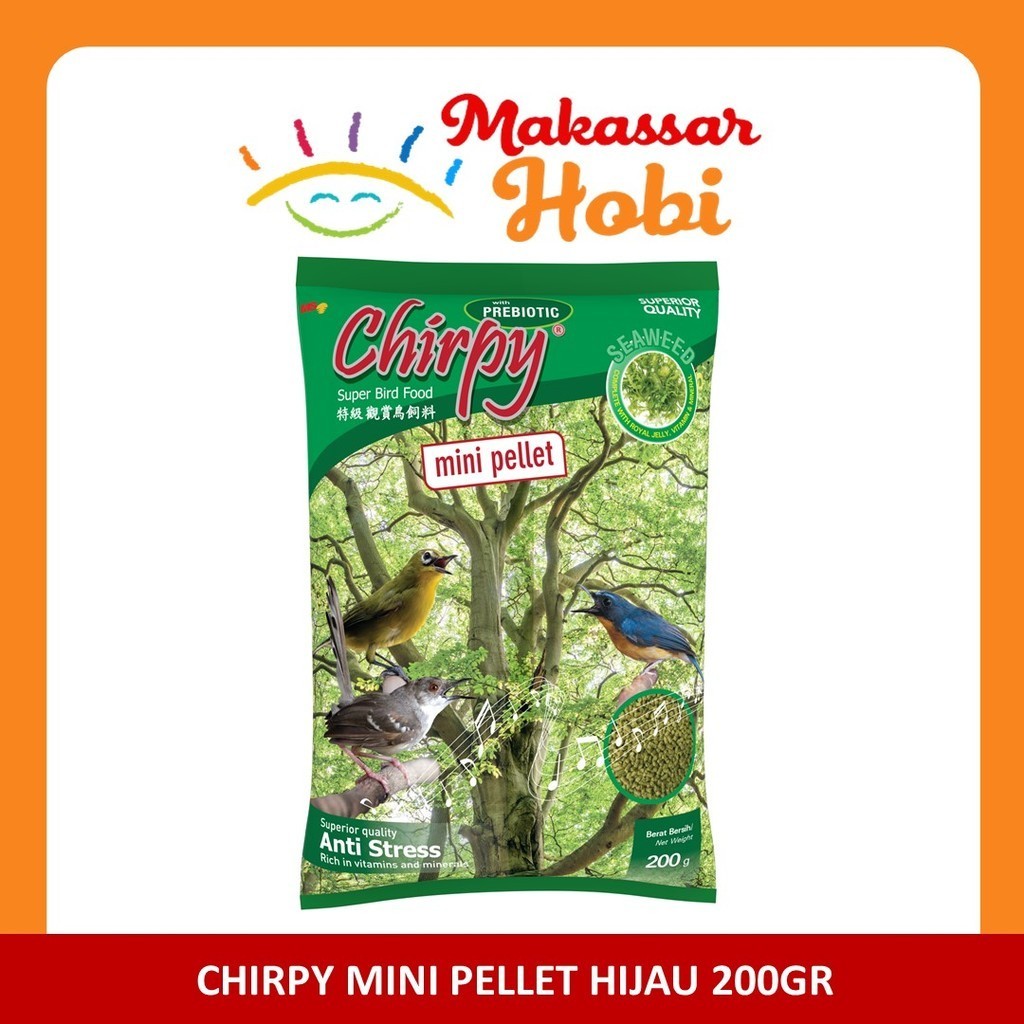 Chirpy Mini Pellet Seaweed Hijau Pakan Makanan Pur Burung Pleci Ciblek