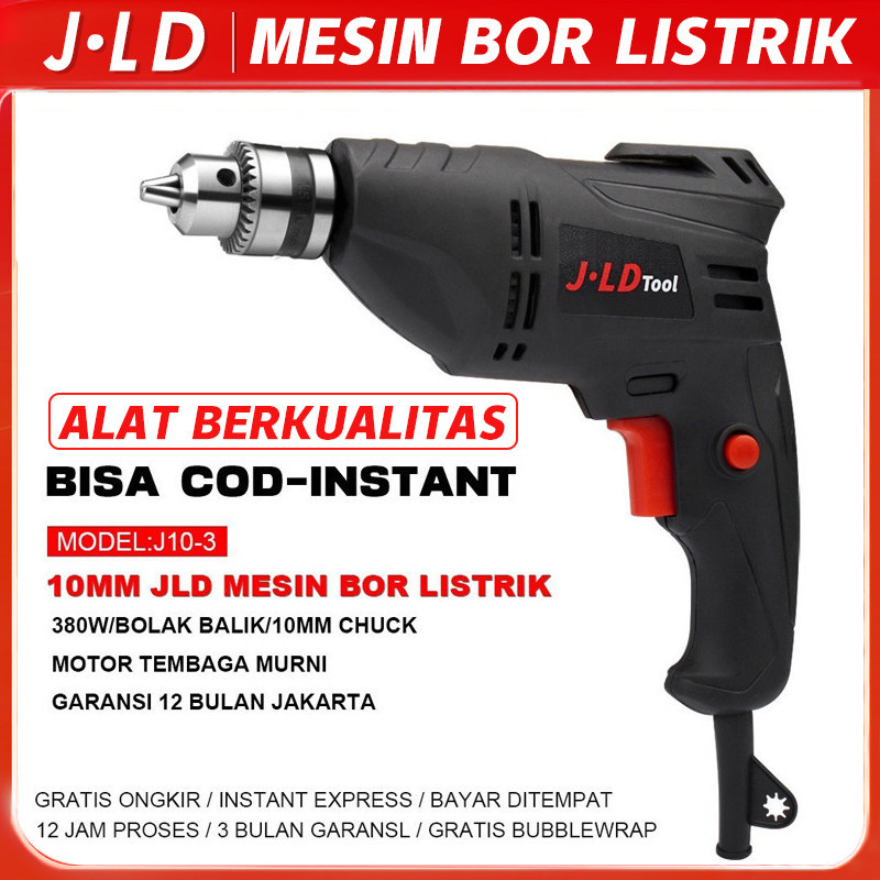 JLD Mesin Bor Listrik 10mm 380W Bor Murah J10-3 bor tangan listrik Alat Bor Tembok , mata bor, bor l