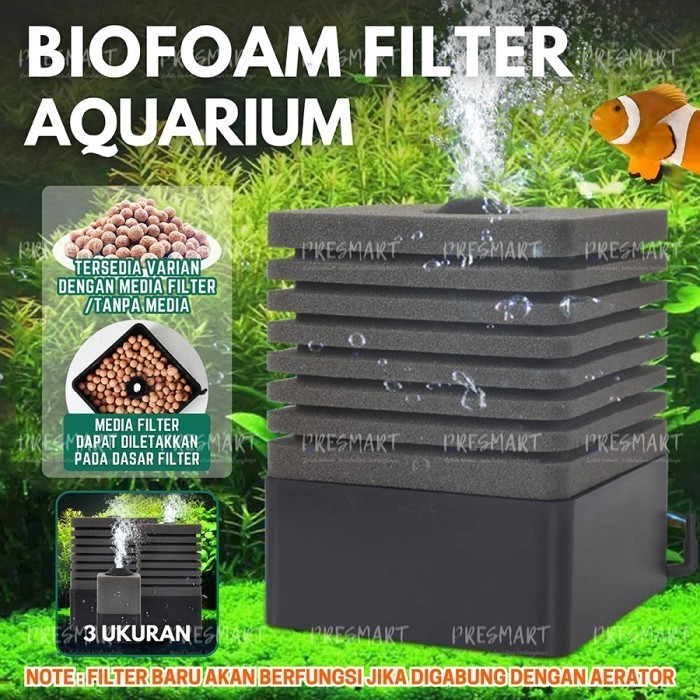 Biofoam Filter 2 in 1 Aquarium Sponge Biofoam Aerator Akuarium Air