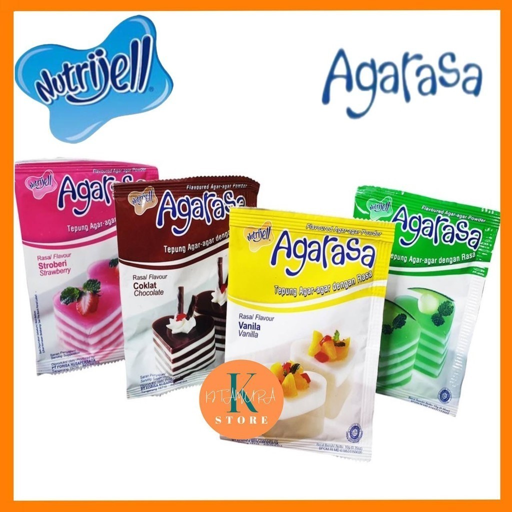 

AGARASA Nutrijel 10gr Aneka Rasa Tepung Agar Agar Jelly Coklat Stroberi Melon Vanilla