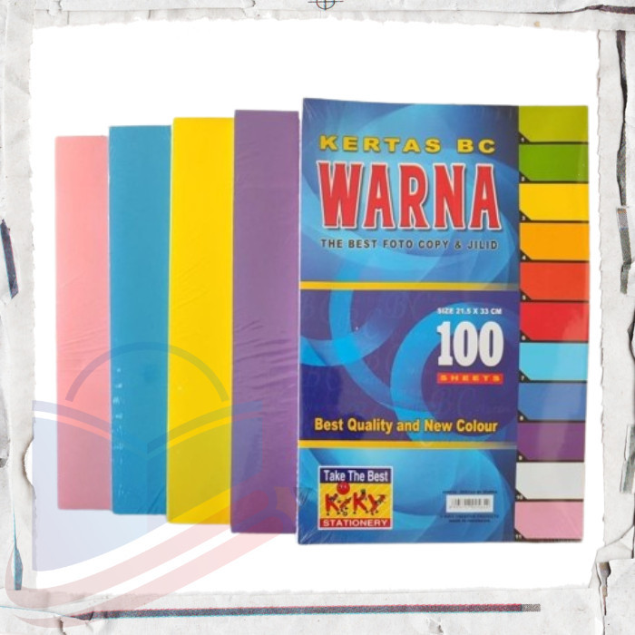 

Kertas BC / Brief Card / Kertas Jilid Manila Kiky Warna F4 isi 10 Lembar