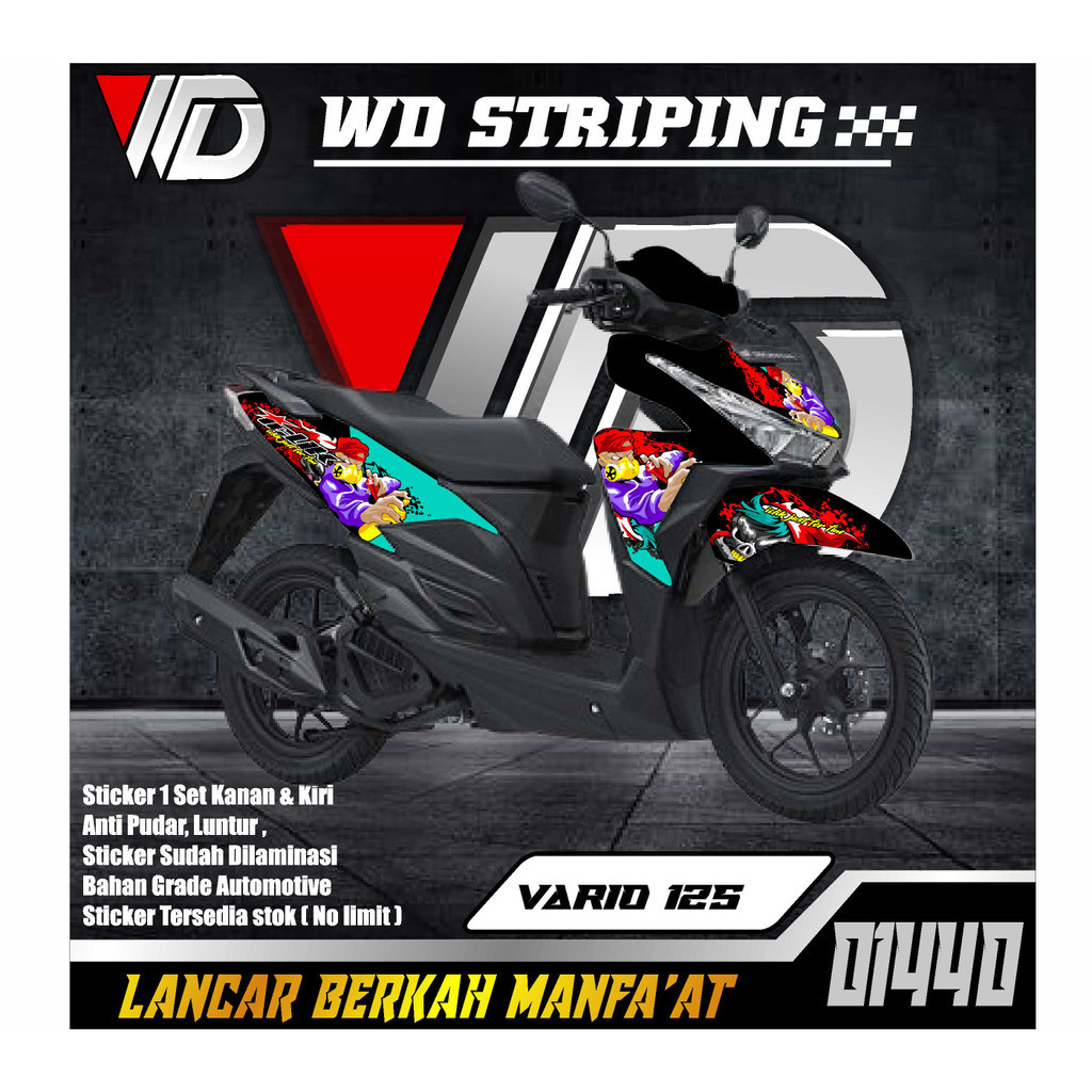 01440 sticker striping sepeda motor honda vario 125 led