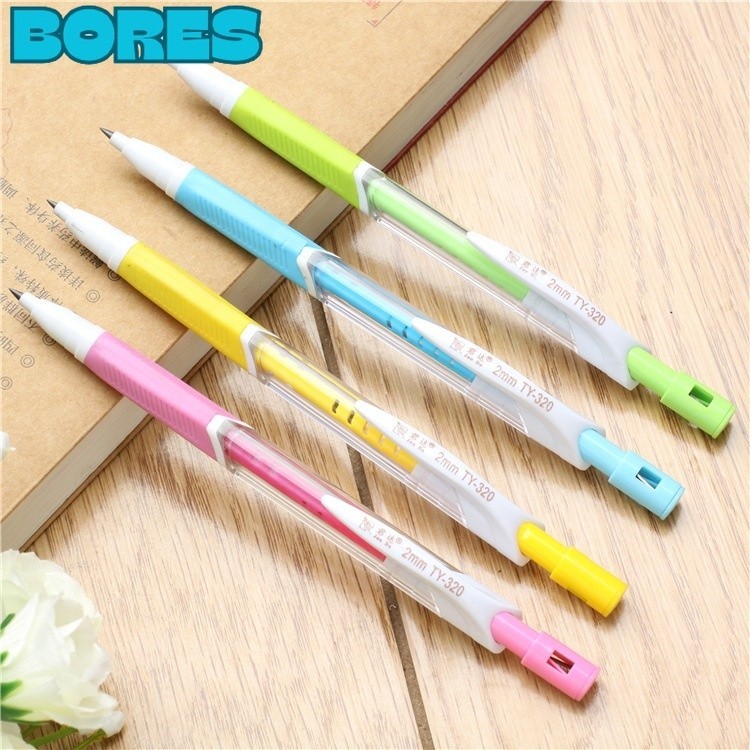 

BORES Pensil Mekanik 2.0mm Mechanical Pencil Graphite Lead Automatic Pensil Cetek 2B Alat Tulis Sekolah dan Kantor Mechanical Pencil Warna Pastel Dengan Serutan