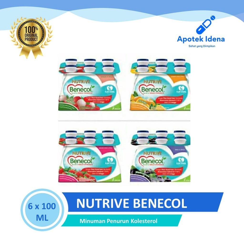 

NUTRIVE BENECOL 6x100ml - Minuman Penurun Kolestrol - Mencegah Jantung Koroner - Strawberry - Anggur - Jeruk - Leci