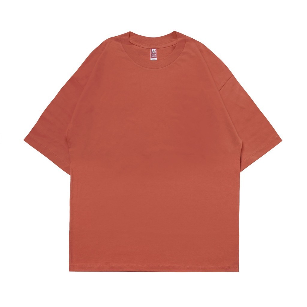 SUJI LAB Kaos Polos T-Shirt Oversize Oversized Pria Merah Bata Orange Rust