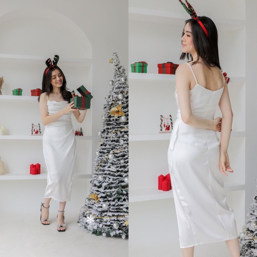 Midi Dress Satin Ethereal - Caroline Dress Satin DRS B010