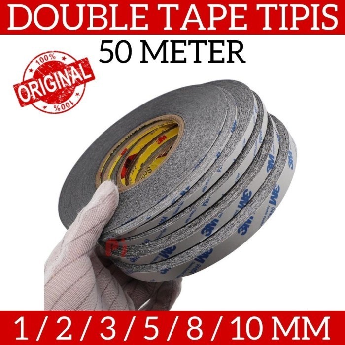 

Original 3M Double Tape LCD HP 1 2 3 5 8 10mm x 50 Meter Tipis 0.3mm
