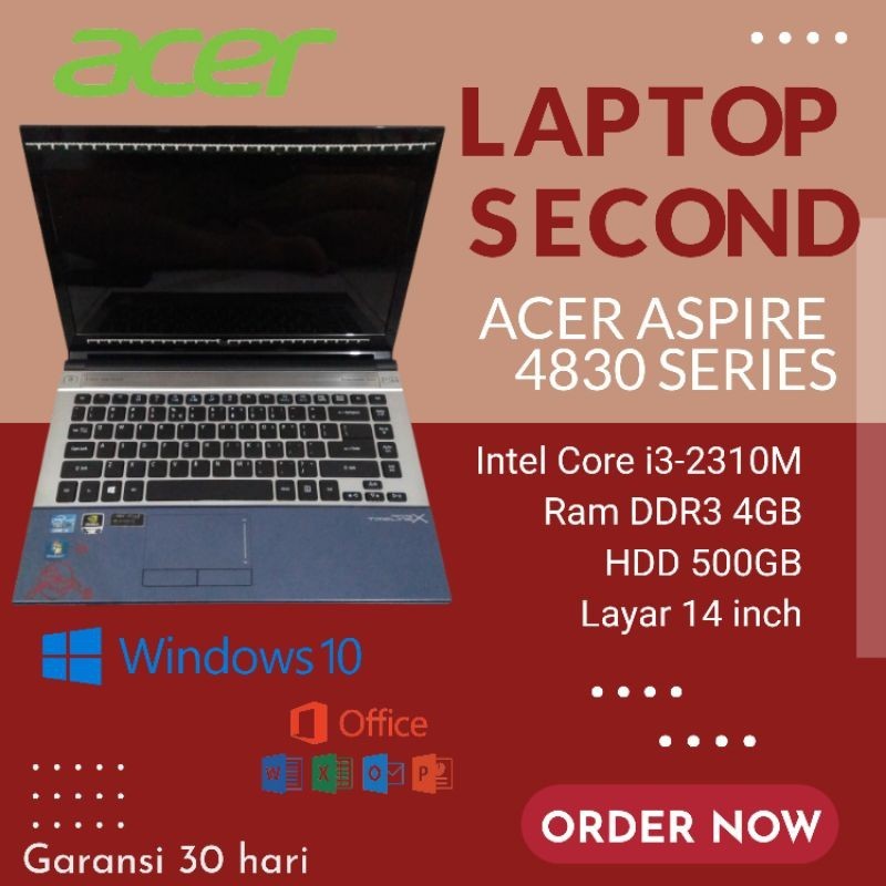 Laptop Bekas Core i3 Layar 14 inch Acer Aspire 4830 Series Second