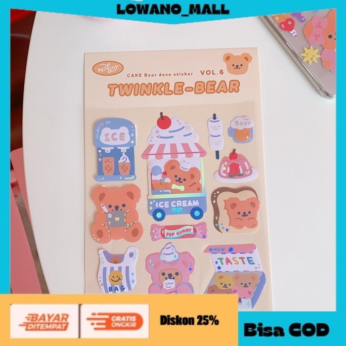

[[LOWANOMALL]] TERLARIS Stiker Bear Sticker Dekorasi Korean Style Glitter Cute Lucu 034 Gwiyeo A COD