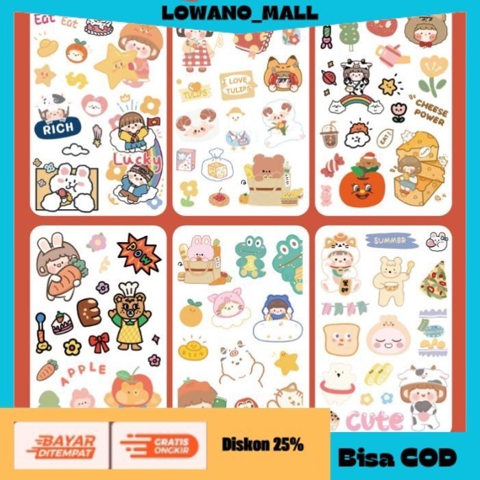 

[[BEST QUALITY]] TERLARIS Isi 6 Lembar Cute Decorative Stickers Stiker Pack Lucu Girl Anak 0665 A COD