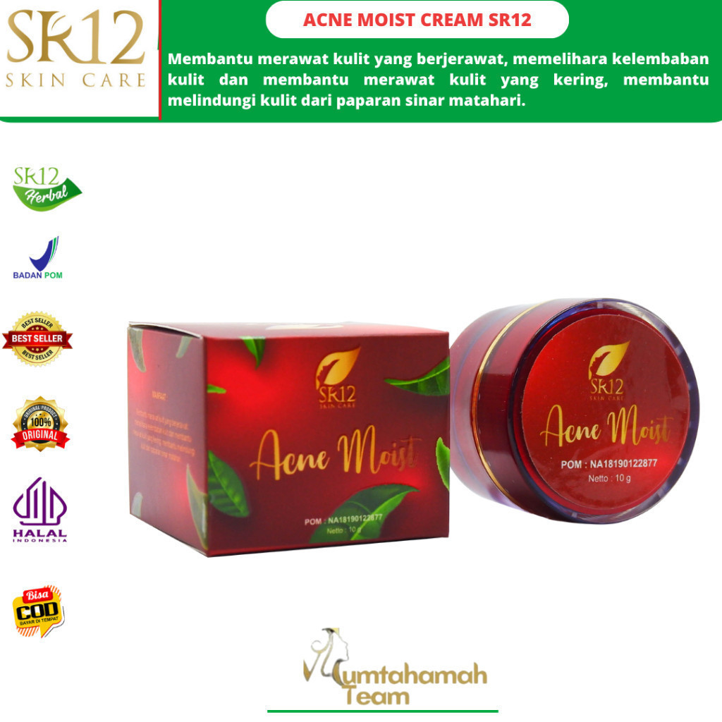 ACNE MOIST CREAM SR12 KRIM TUMPAS JERAWAT BPOM /BEKAS JERAWAT / MENCERAHKAN WAJAH / KERUTAN WAJAH