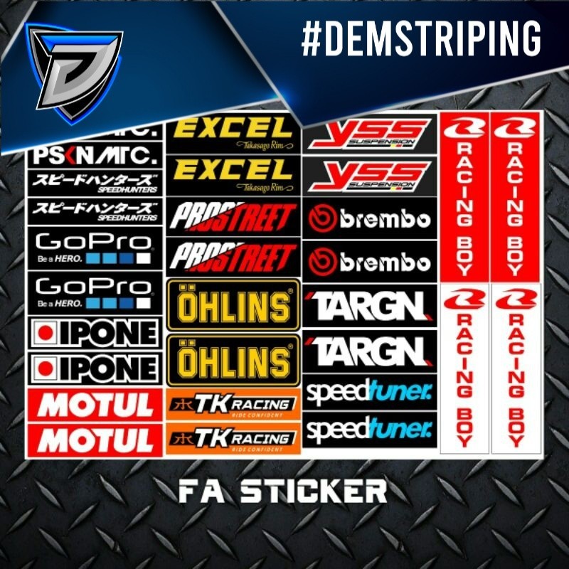 Stiker Pack Racing isi 22 25 27 30 Sticker Racing Stiker Sponsor Stiker Helm Stiker Motor Sticker Mo