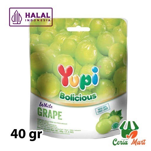 

Yupi Bolicious 40 gr White Grape dengan 20 persen sari buah