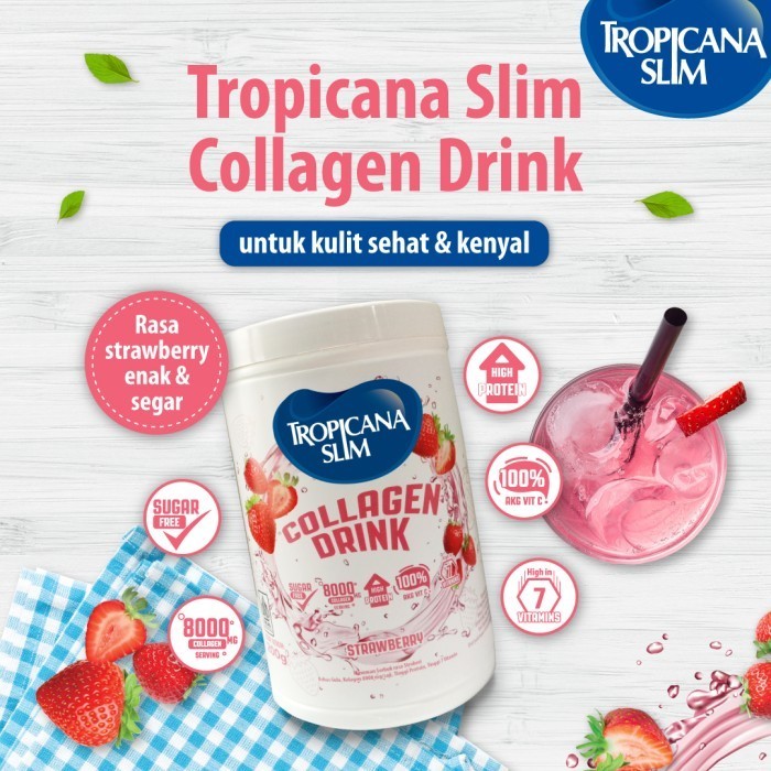 

Tropicana Slim Collagen Drink Strawberry 200g - Kolagen Bebas Gula