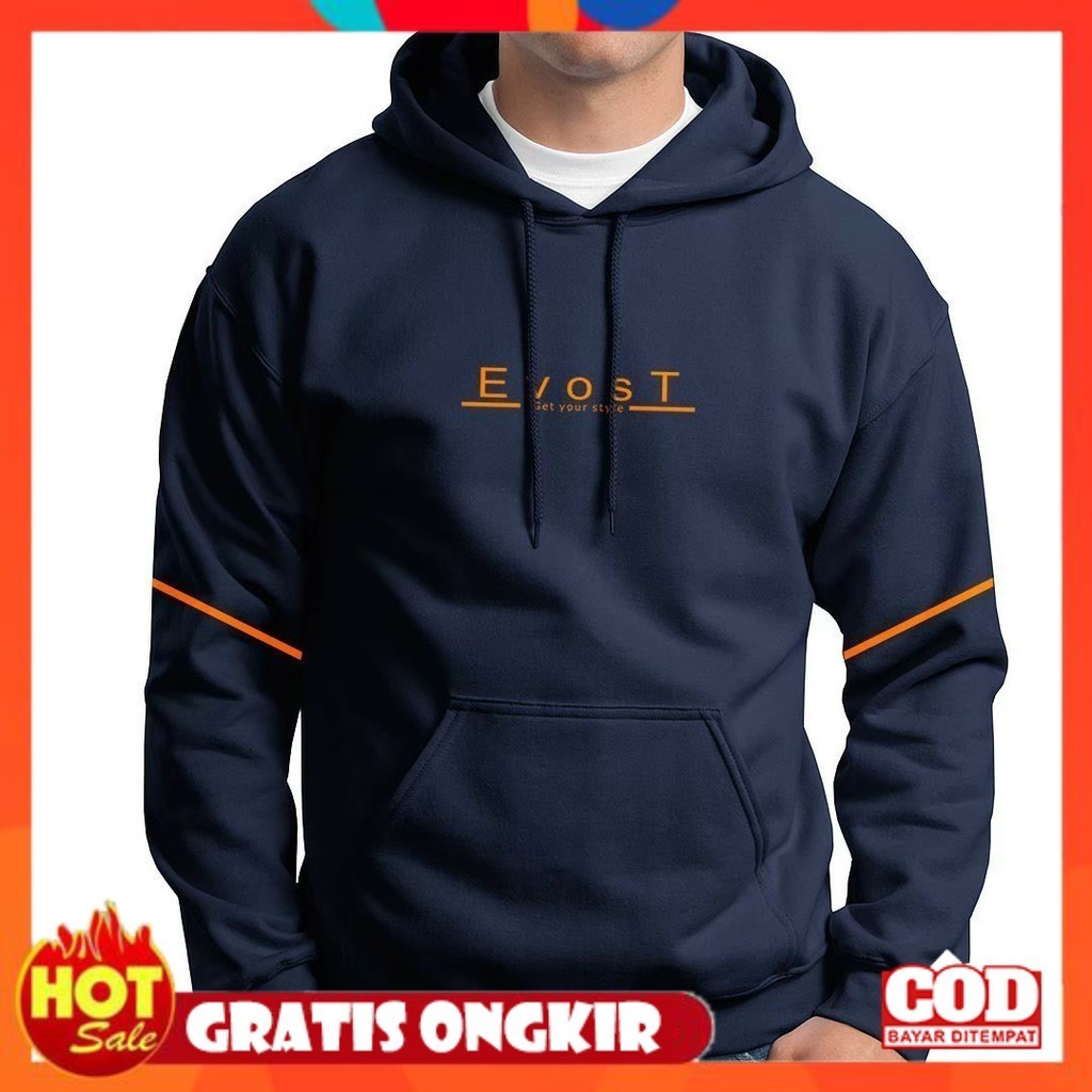 [PREMIUM ORIGINAL] TERMURAH ! COD Jaket Sweater Hoodie Pria Distro Evost Original Big Size Jumbo M -