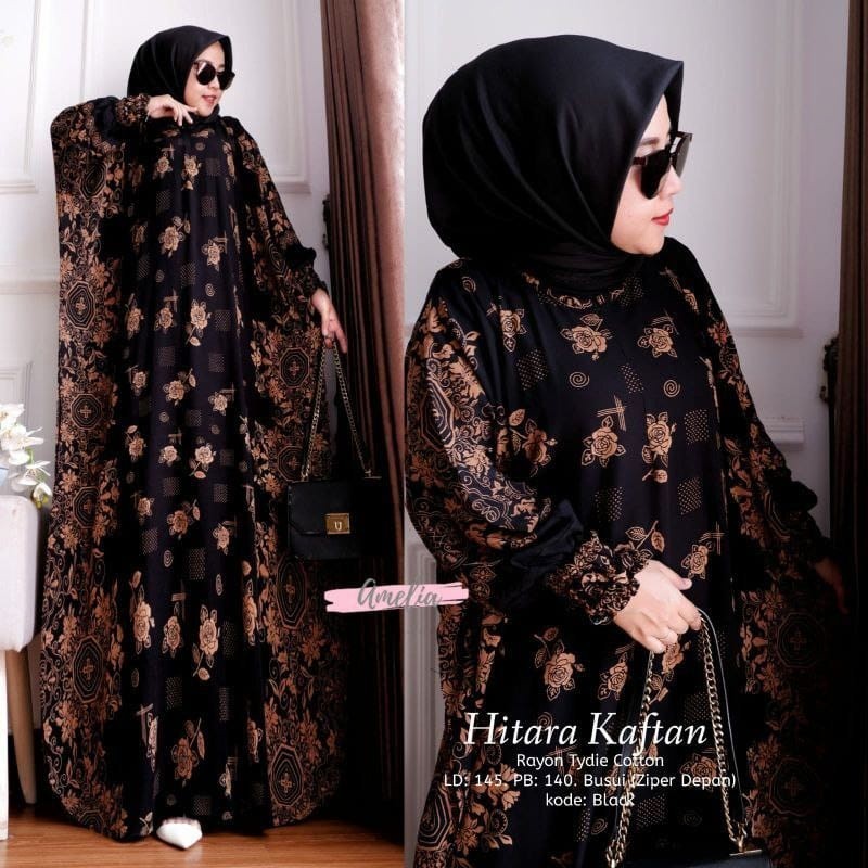 Hitara Kaftan - Kaftan Wanita Jumbo Bahan Rayon Tebal Busui Lengan Panjang Motif Sultan Size Jumbo X