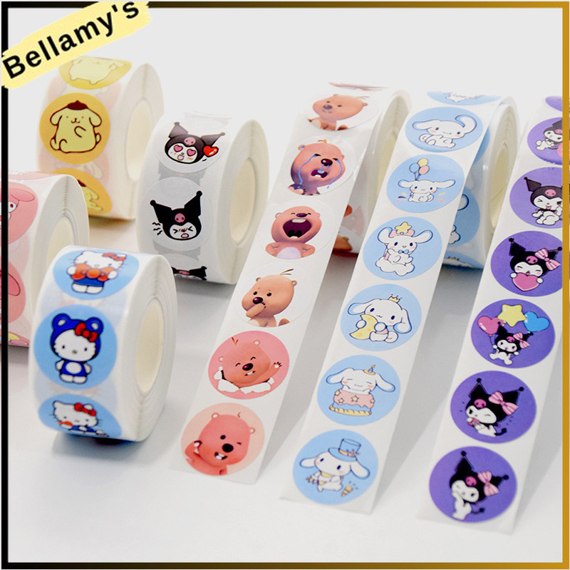 

COD⭐Stiker Kartun Sanrio Stiker Penyegel Melodi Kuromi Stiker Bulat Lucu