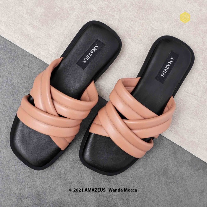 New Collection Amazeus WANDA Sandal Flat Wanita - Mocca, 36