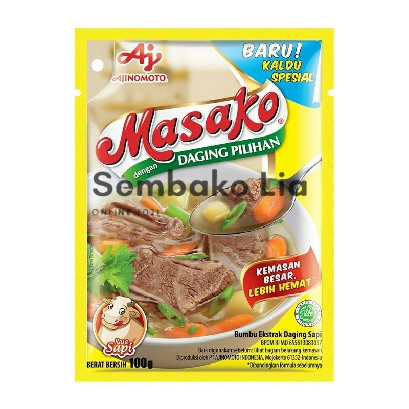 

Masako 100gr Bumbu Kaldu Penyedap Rasa Sapi Kemasan 100gr