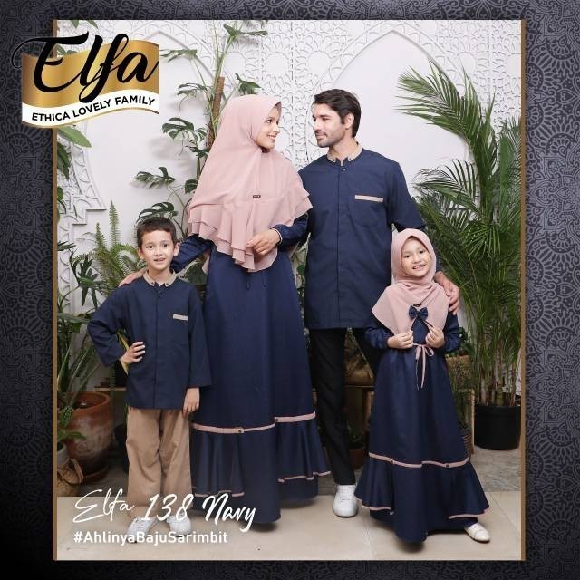 Ethica Original - ( Sarimbit Ethica Elfa 138 Navy ) Gamis Dewasa Ethica Kagumi Syar'i 157 Kahfi 116 