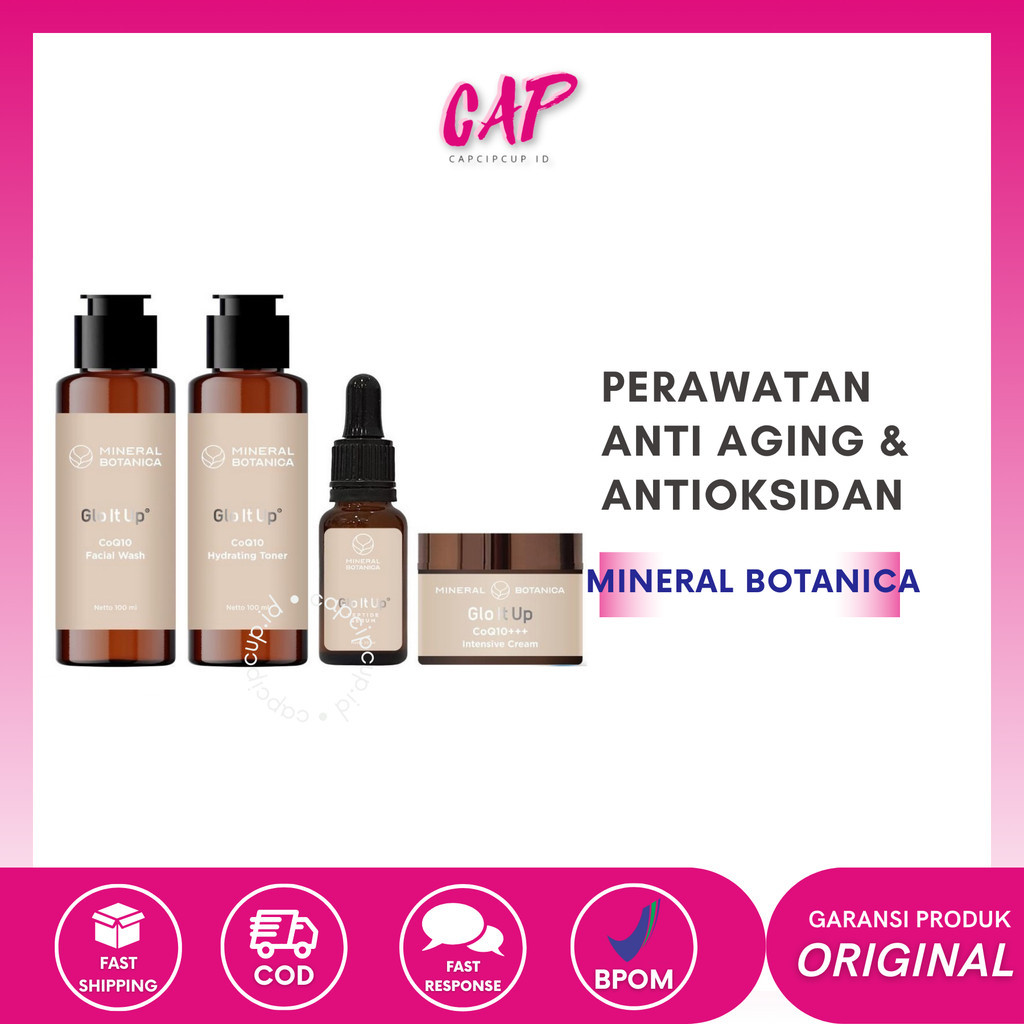 CAP - MINERAL BOTANICA Glo It Up Paket Wajah (Cream / Serum / Toner / Facial Wash) Original