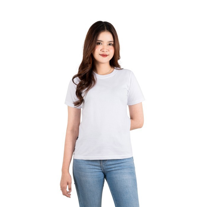 TERLARIS Otsky Kaos Polos Wanita Cotton - ONECK WHITE, XL