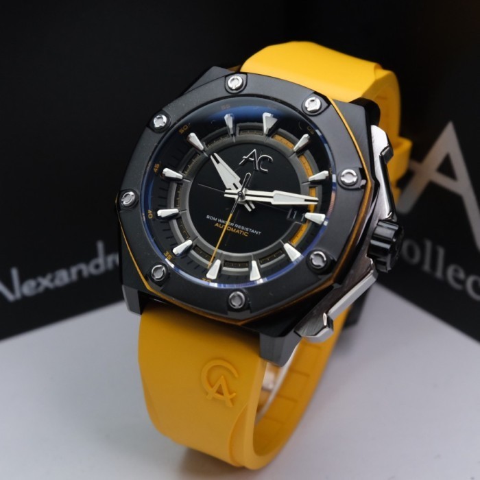 Jam Tangan Alexandre Christie Pria AC 9601 AUTOMATIC - Yellow List Yellow