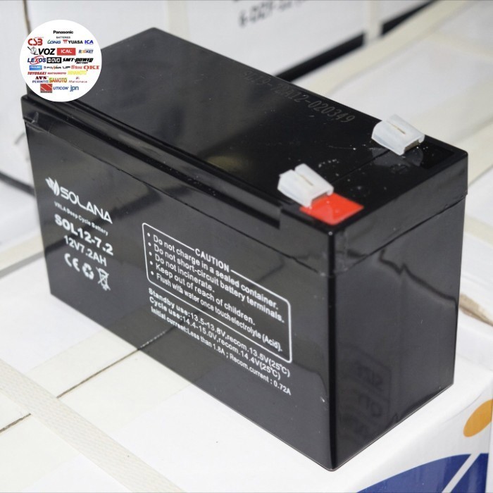 FZ99 Accu aki baterai kering SOLANA SOL 12-7.2 12V 7.2Ah 7Ah Aki Ups dll