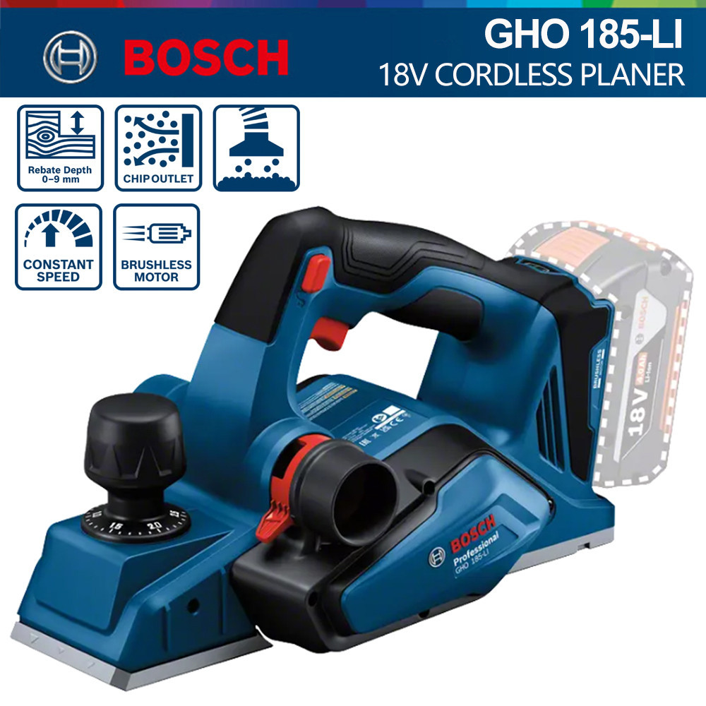 Bosch Brushless Cordless Electric Planer GHO 185-LI Professional 18V Lithium Woodworking Planer Carp