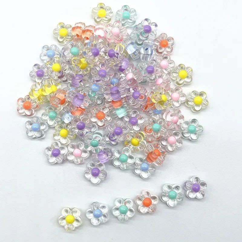 HIASAN MANIK MANIK PERMATA (40 pcs) Mute Bening  Isi Manik Manik Bunga Mote Candy Isi Warna Pastel
