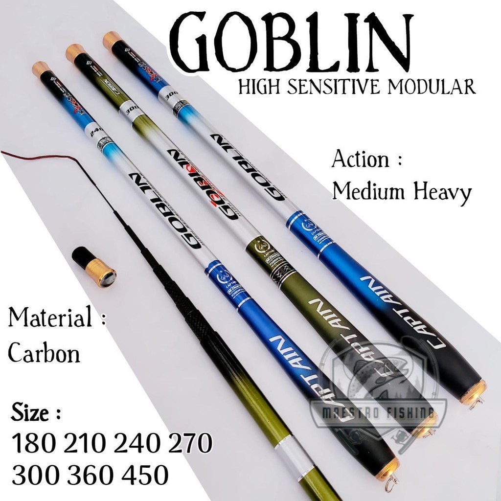 Captain Goblin 240 300 Joran Tegek Ruas Pendek High Carbon Action Medium Heavy Tongkat Pancing Tegeg