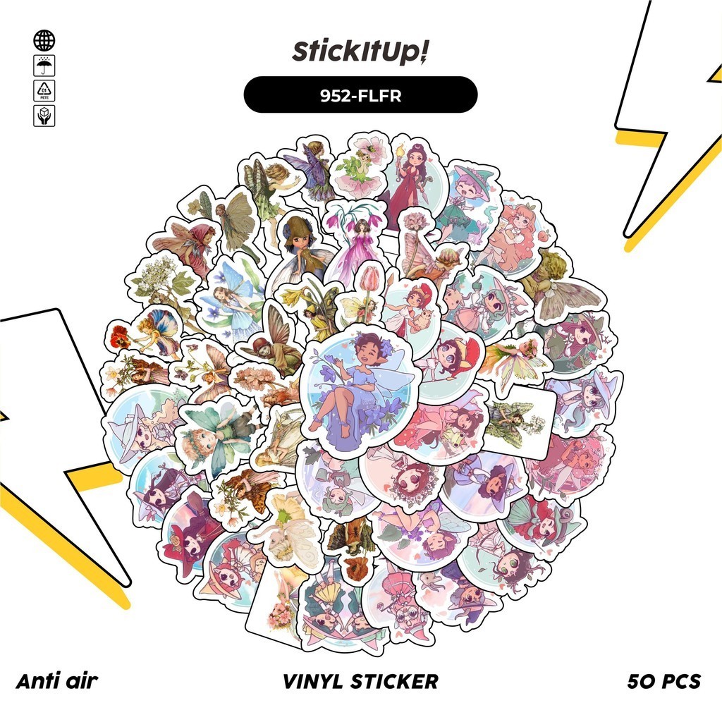 

COD✨ 100 Pcs Stiker Pack Flower Fairy V2 Lucu Aesthetic Vynil Waterproof untuk Freebies Sticker Buku Journal Casing HP Laptop