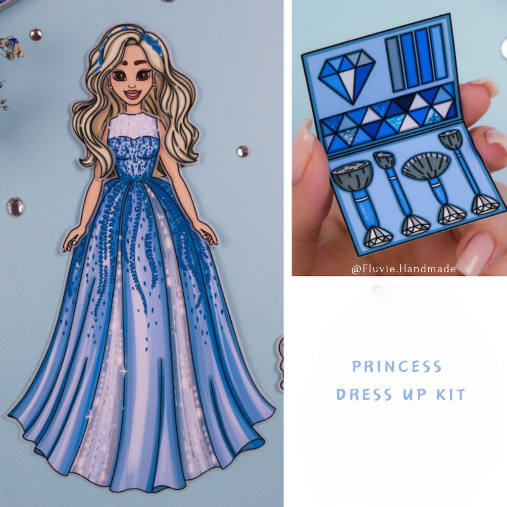 Paper Dolls Princess Dress up Kit , Preschool Games, Toddler Busy Book, Holiday Games, Learning Game