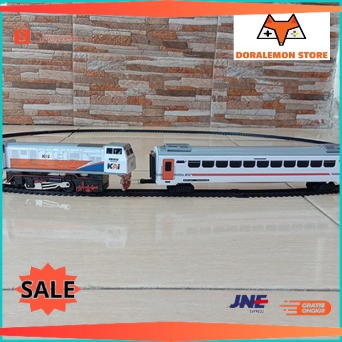 ✨Murah✨ -Kereta Api Indonesia - Mainan Kereta Api - Gerbong dan lokomotif- Full - Set biru orange