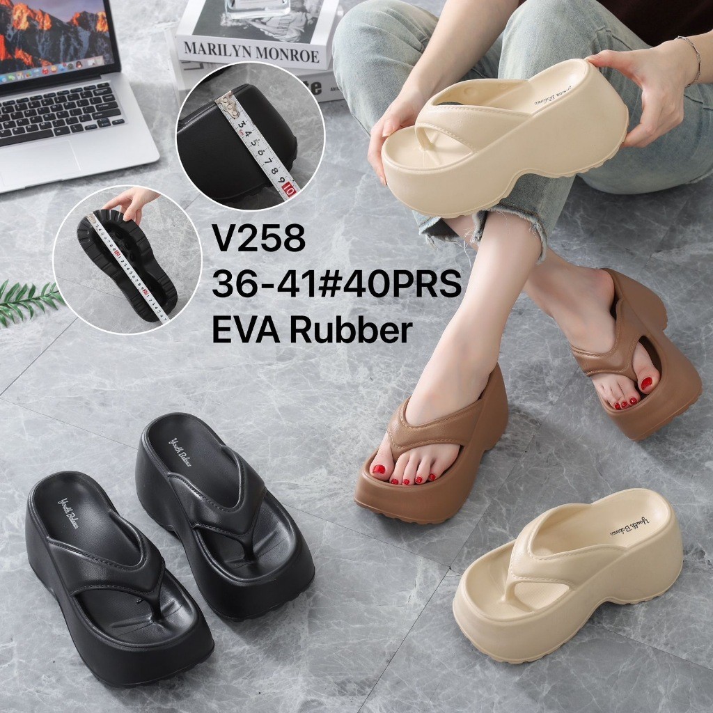 Sandal Wedges Jelly  Wanita Tinggi 8cm / Wedges Jepit Heels Balance V258