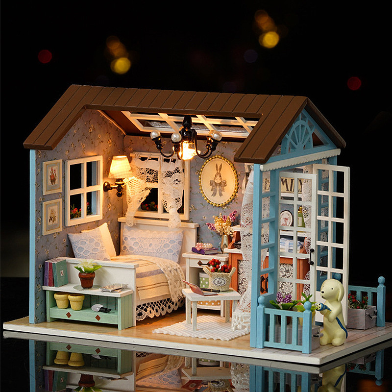 Handmade 3D Puzzle Doll House Building Assembly House DIY Mini Doll House Toy Furniture Toy Children