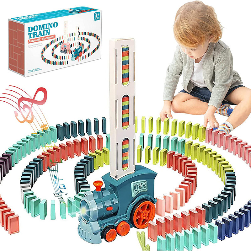 Domino Train Domino Block Set Automatic Lay Block Toy Domino Train Car Set Stacking Game Fun and Col