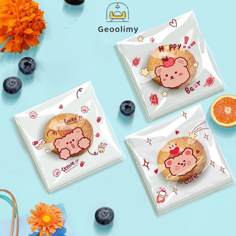 

Tas Kemasan Kartun Lucu Transparan Tas Perekat Diri Nougat Tas Kemasan Makanan Ringan Geoolimy