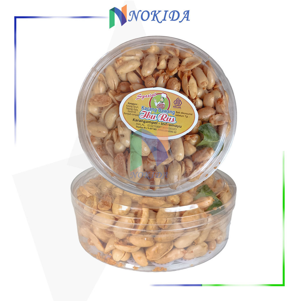 

Nokida Kacang Bawang Ibu Rus [Original/250gr/2 Pcs] / Kacang Goreng Cemilan Kering Gurih Asin Toples Bulat 250 Gram