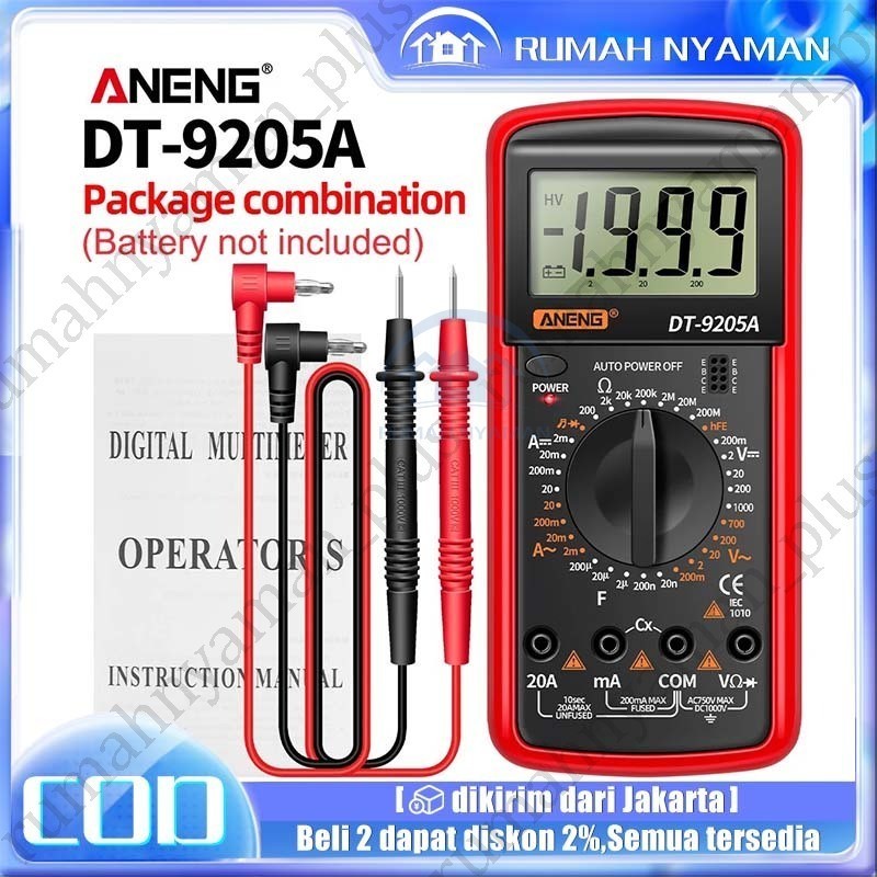 ANENG DT-9205A Multimeter Avometer Multitester Digital DC AC Diode TR